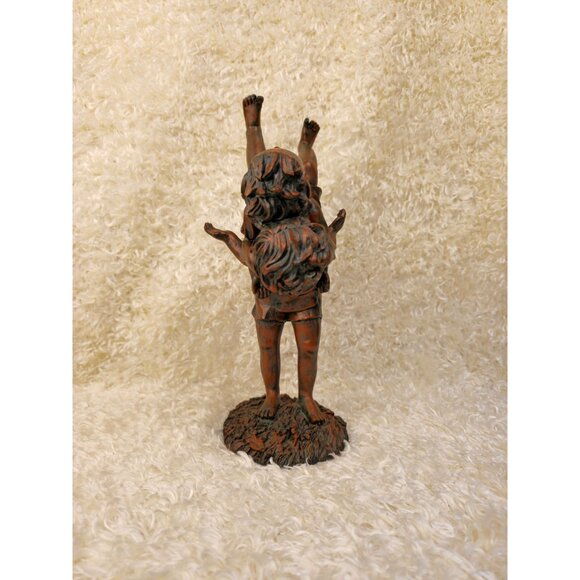 Bronze-Tone Resin Statue Of Children Playing 10.5" Tall Sculpture Rustic Home De - Picture 7 of 15